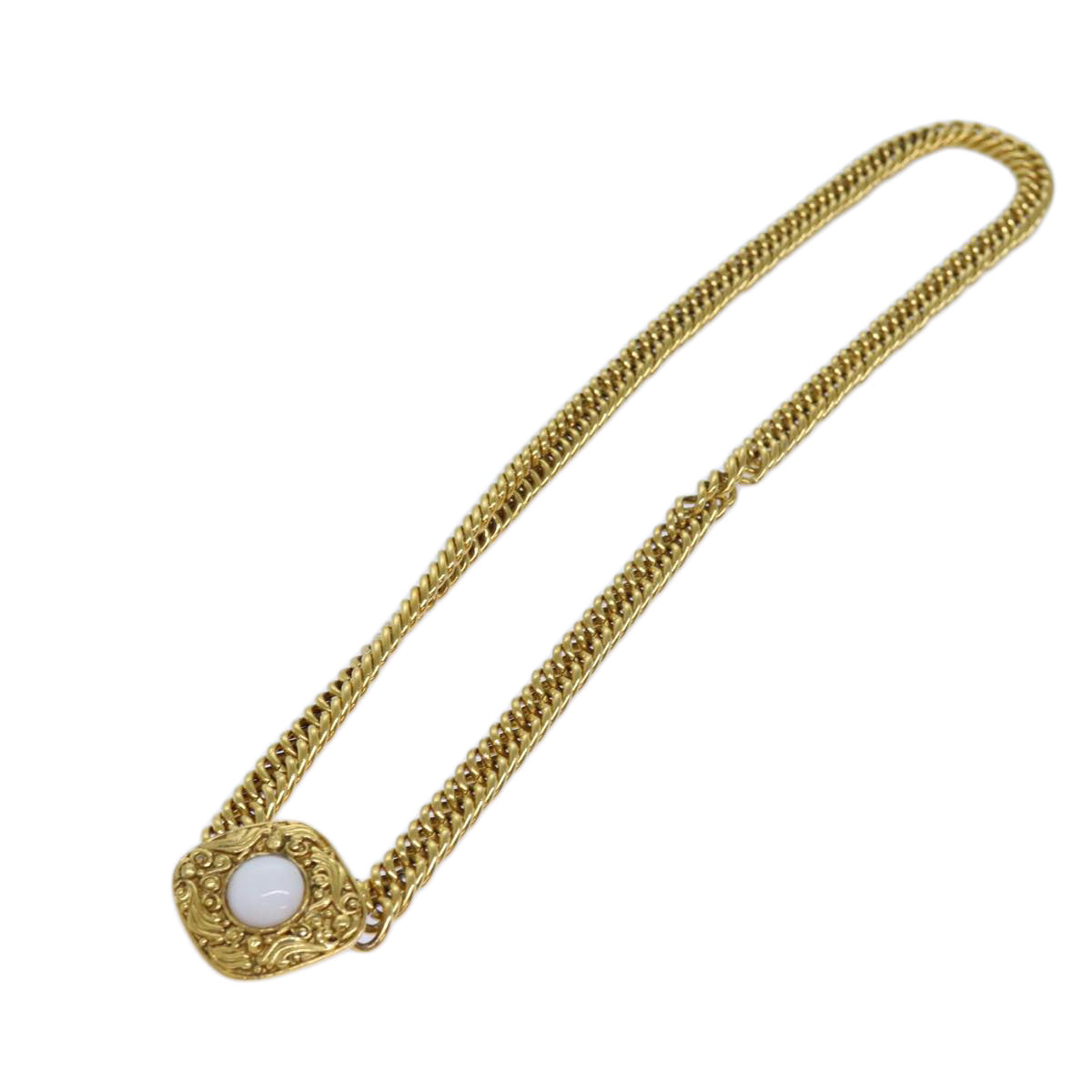 Chanel Chain Pearl Belt metal Gold CC Auth bs