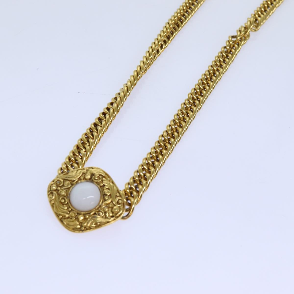 Chanel Chain Pearl Belt metal Gold CC Auth bs