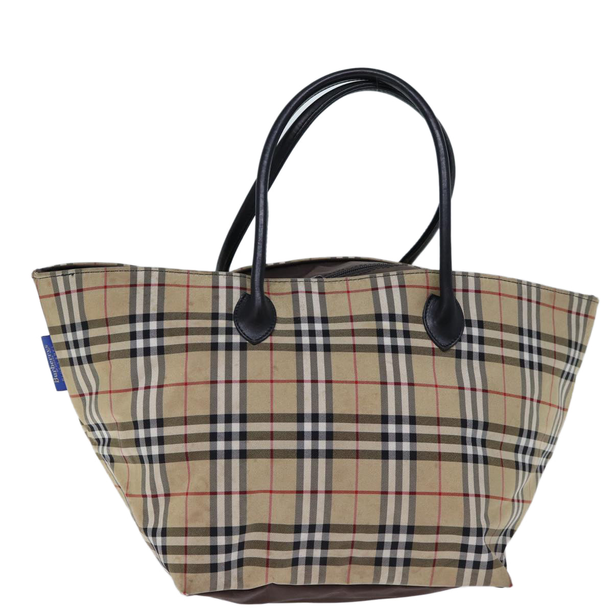 BurberrySs Nova Check Blue Label Tote Bag Nylon Beige Brown Auth bs13688
