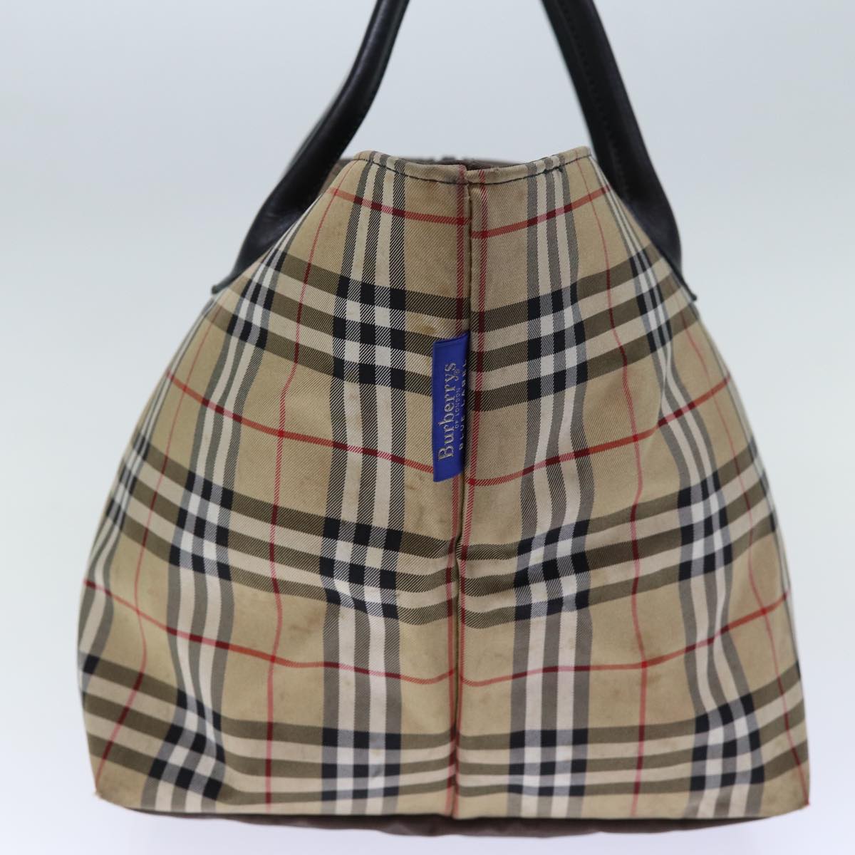 BurberrySs Nova Check Blue Label Tote Bag Nylon Beige Brown Auth bs13688