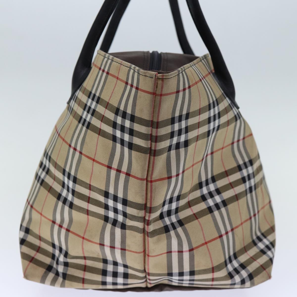 BurberrySs Nova Check Blue Label Tote Bag Nylon Beige Brown Auth bs13688