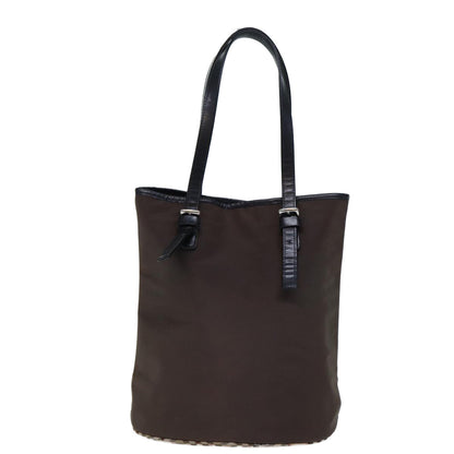 BURBERRYSs Nova Check Blue Label Shoulder Bag Nylon Brown Beige Auth bs13690