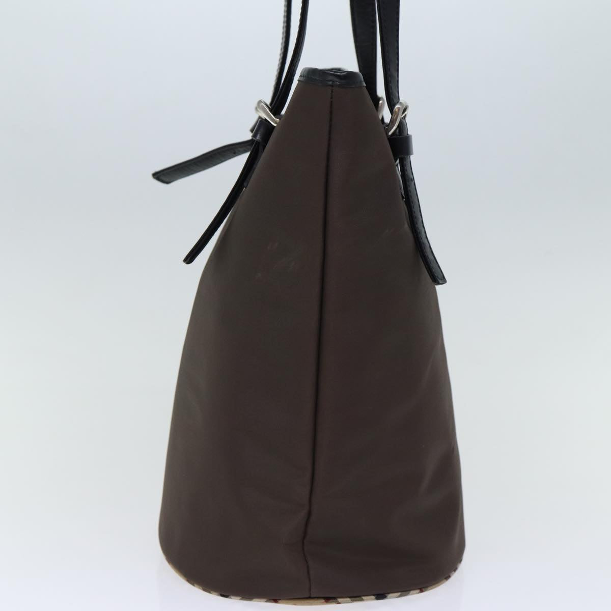BURBERRYSs Nova Check Blue Label Shoulder Bag Nylon Brown Beige Auth bs13690