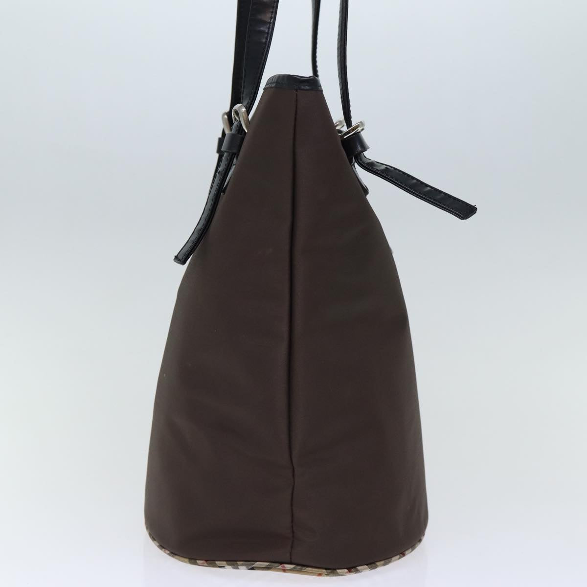 BURBERRYSs Nova Check Blue Label Shoulder Bag Nylon Brown Beige Auth bs13690