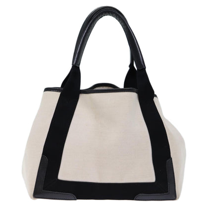 Balenciaga Cabas S Hand Bag Canvas White Black Auth bs13699