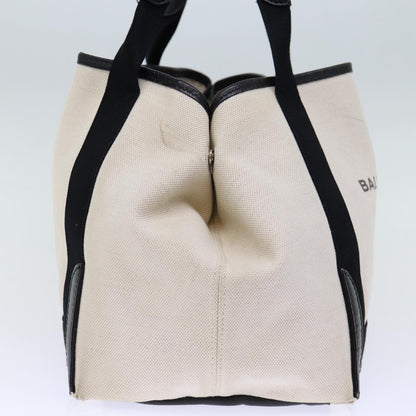 Balenciaga Cabas S Hand Bag Canvas White Black Auth bs13699
