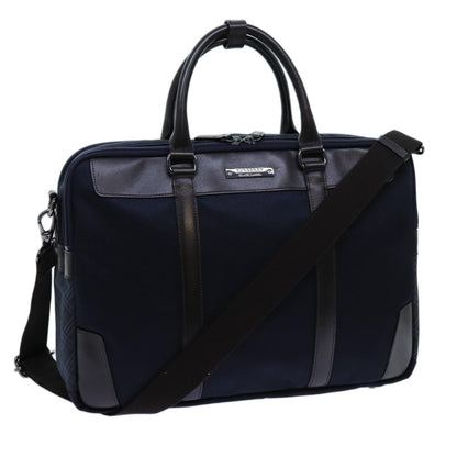 BURBERRY Blue Label Hand Bag Nylon 2way Navy Brown Auth bs13720