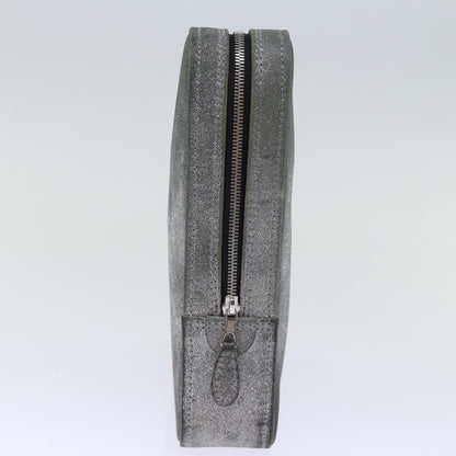 Balenciaga Triangle Duffle Clutch Bag Leather Gray 476976 Auth bs13794