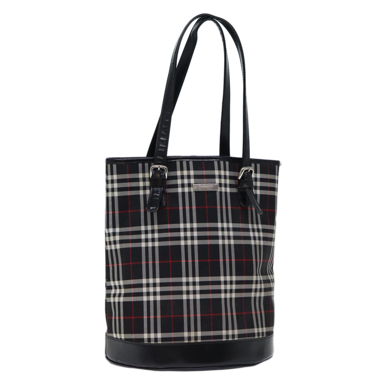 BurberrySs Nova Check Blue Label Shoulder Bag Canvas Black Auth bs13816