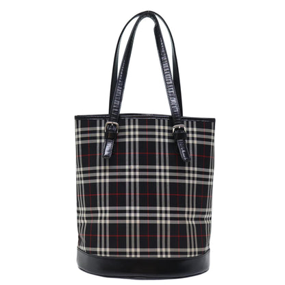 BurberrySs Nova Check Blue Label Shoulder Bag Canvas Black Auth bs13816