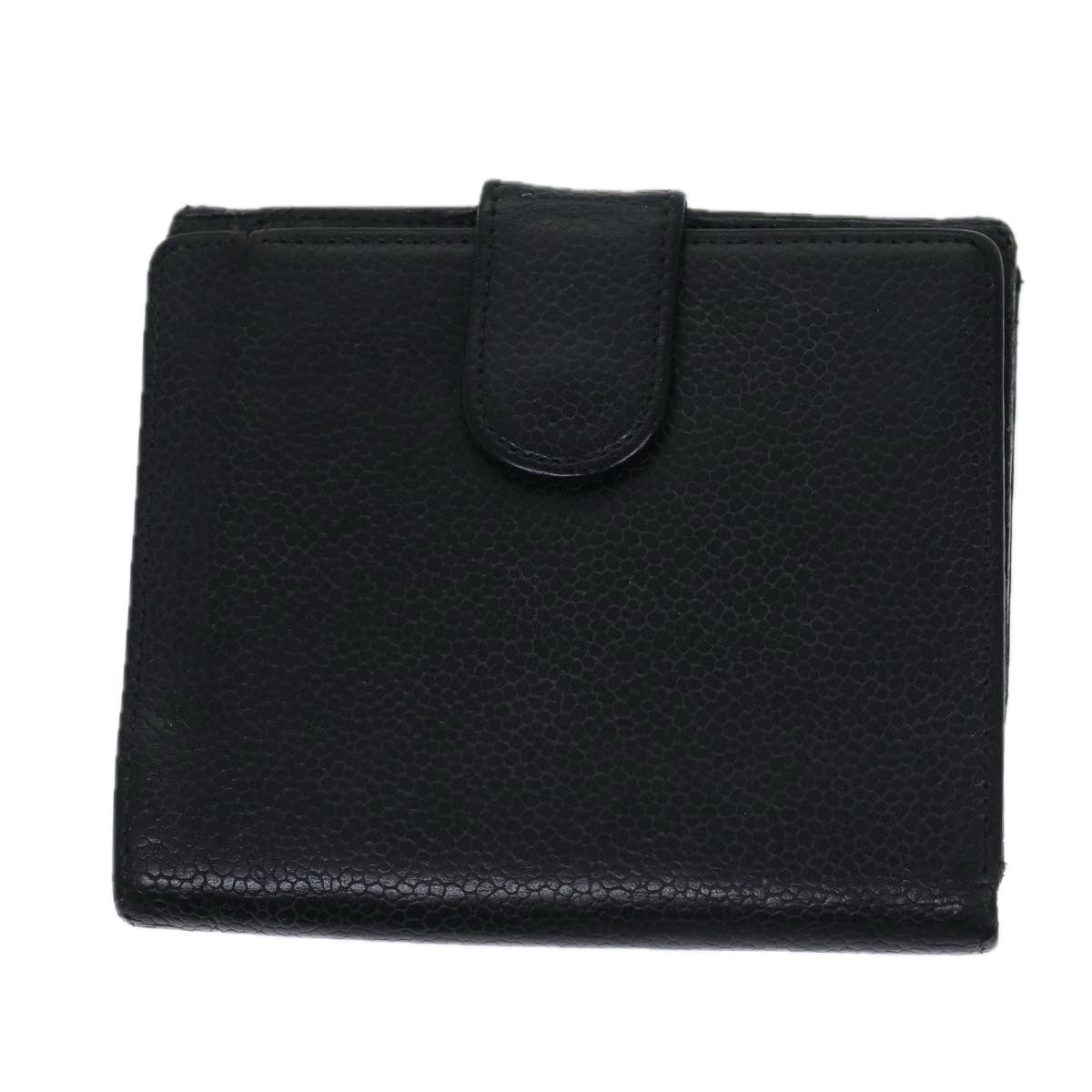 CHANEL Wallet Caviar Skin Black CC Auth bs13883