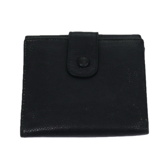 CHANEL Wallet Caviar Skin Black CC Auth bs13886