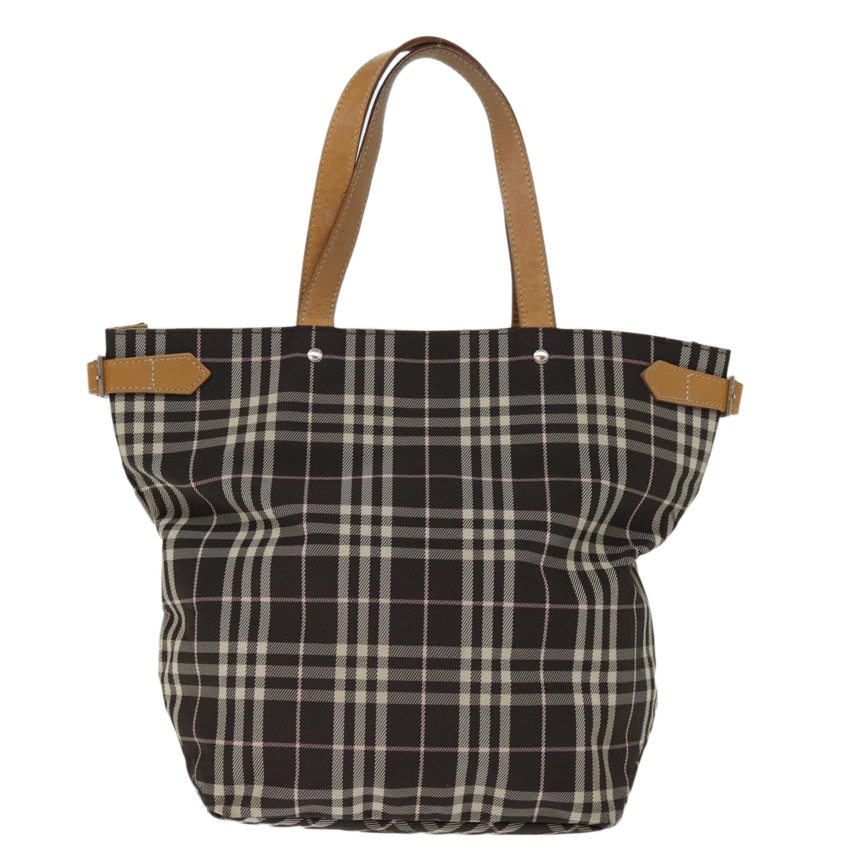 Burberry Blue Label Nova Check Tote Bag Nylon Brown Auth bs14116