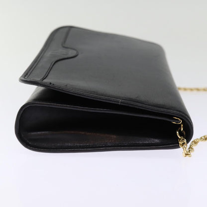 Balenciaga Chain Shoulder Bag Leather Black Auth bs14136