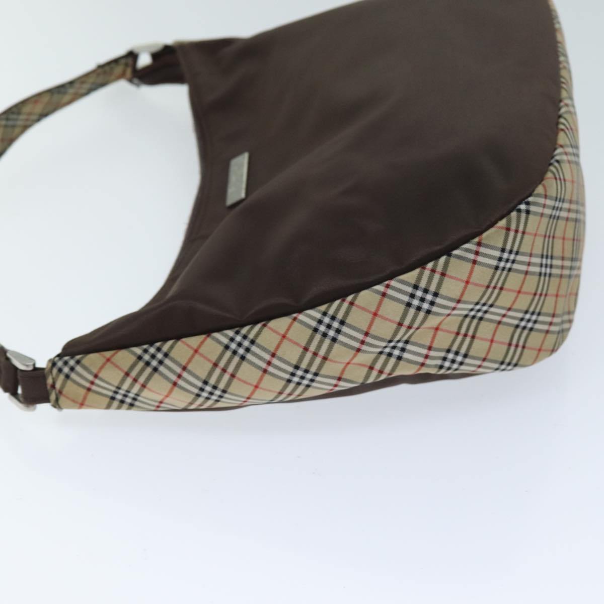 BurberrySs Nova Check Blue Label Shoulder Bag Nylon Beige Brown Auth bs14139