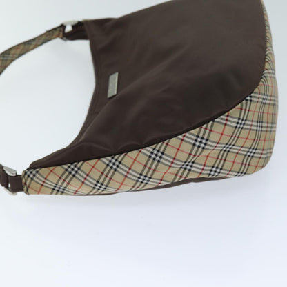 BurberrySs Nova Check Blue Label Shoulder Bag Nylon Beige Brown Auth bs14139