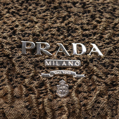 PRADA Clutch Bag Canvas Brown Auth bs14174