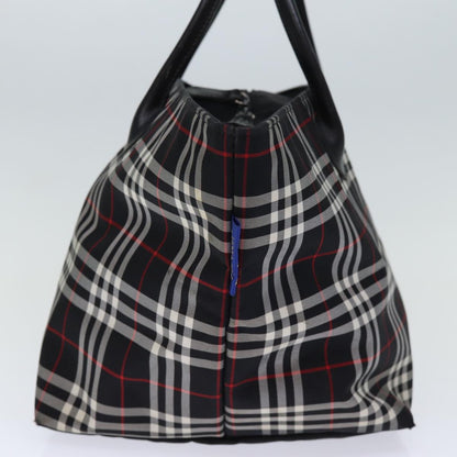 BurberrySs Nova Check Blue Label Tote Bag Nylon Black White Auth bs14251