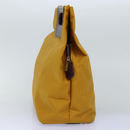 BurberrySs Nova Check Blue Label Hand Bag Nylon Yellow Auth bs14254