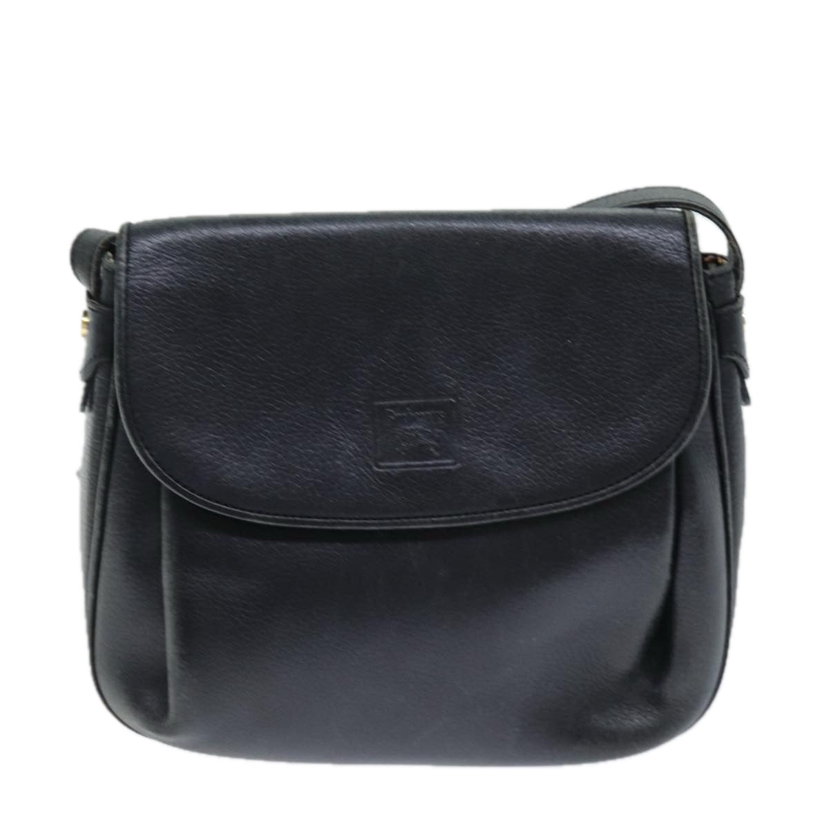 BURBERRYSs Shoulder Bag Leather Black Auth bs14276