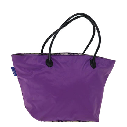 BurberrySs Nova Check Blue Label Tote Bag Nylon Purple Auth bs14287