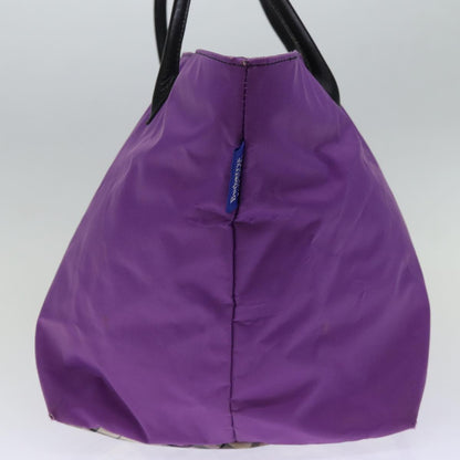 BurberrySs Nova Check Blue Label Tote Bag Nylon Purple Auth bs14287