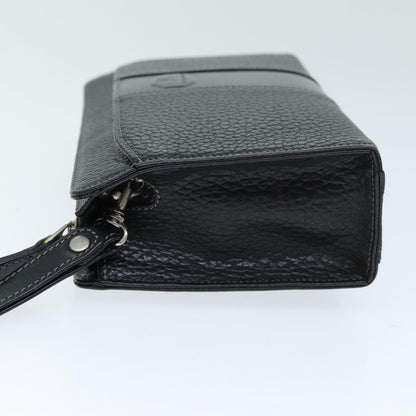 Burberry Clutch Bag Leather Black Auth bs14349