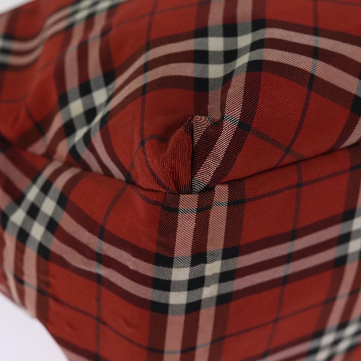 BURBERRY Nova Check Hand Bag Nylon Red Auth bs14384