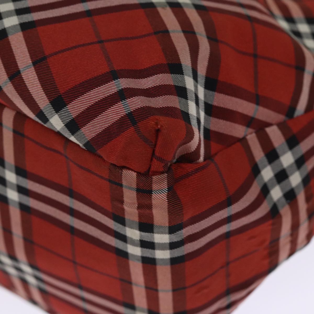 BURBERRY Nova Check Hand Bag Nylon Red Auth bs14384