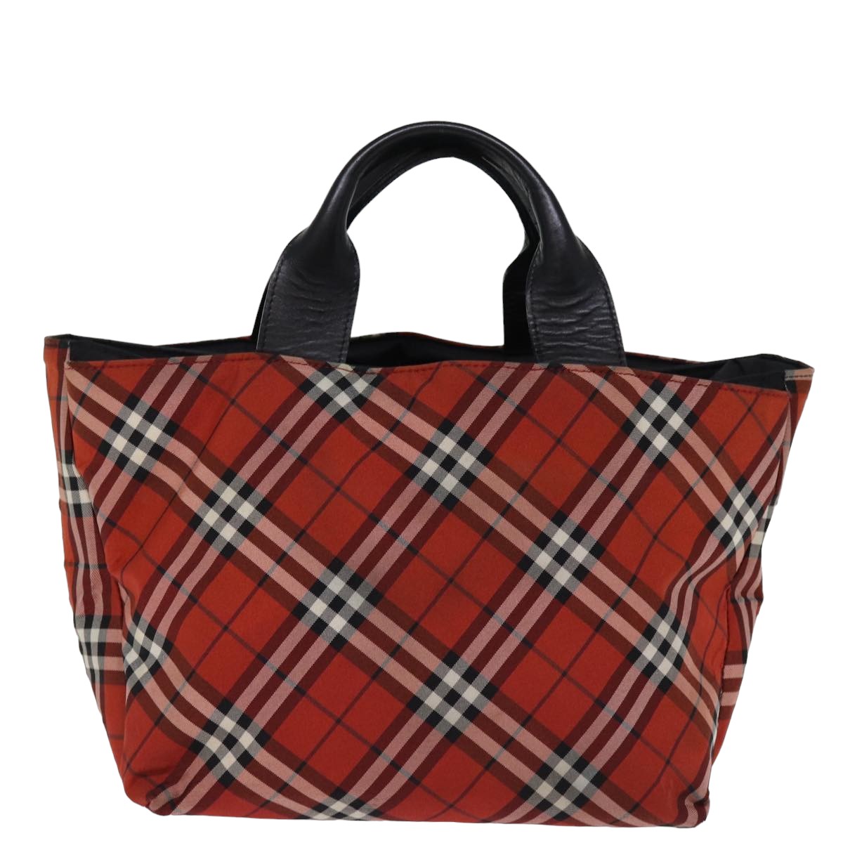 BURBERRY Nova Check Hand Bag Nylon Red Auth bs14384
