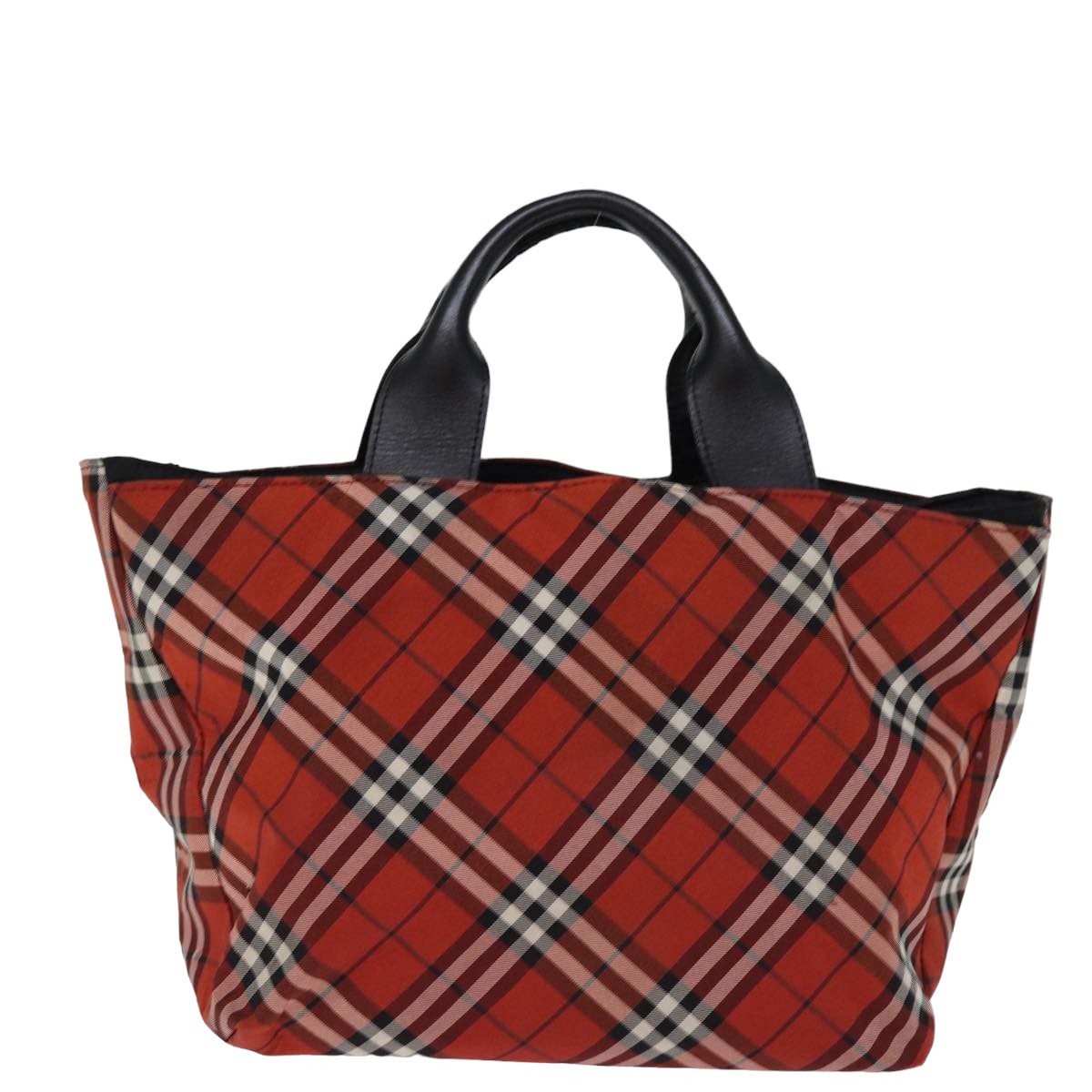 BURBERRY Nova Check Hand Bag Nylon Red Auth bs14384