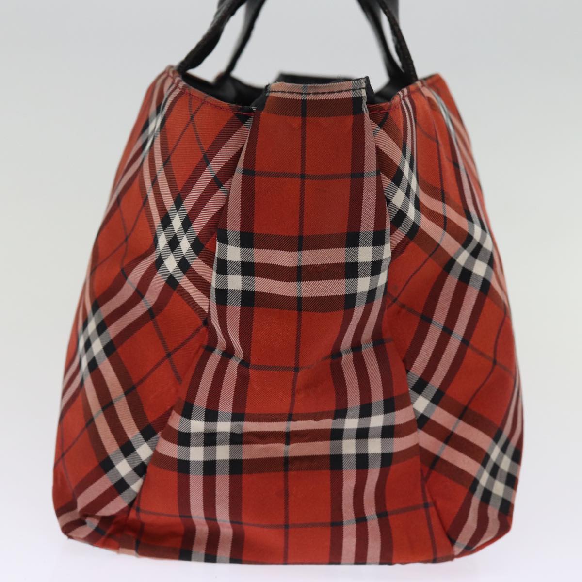 BURBERRY Nova Check Hand Bag Nylon Red Auth bs14384