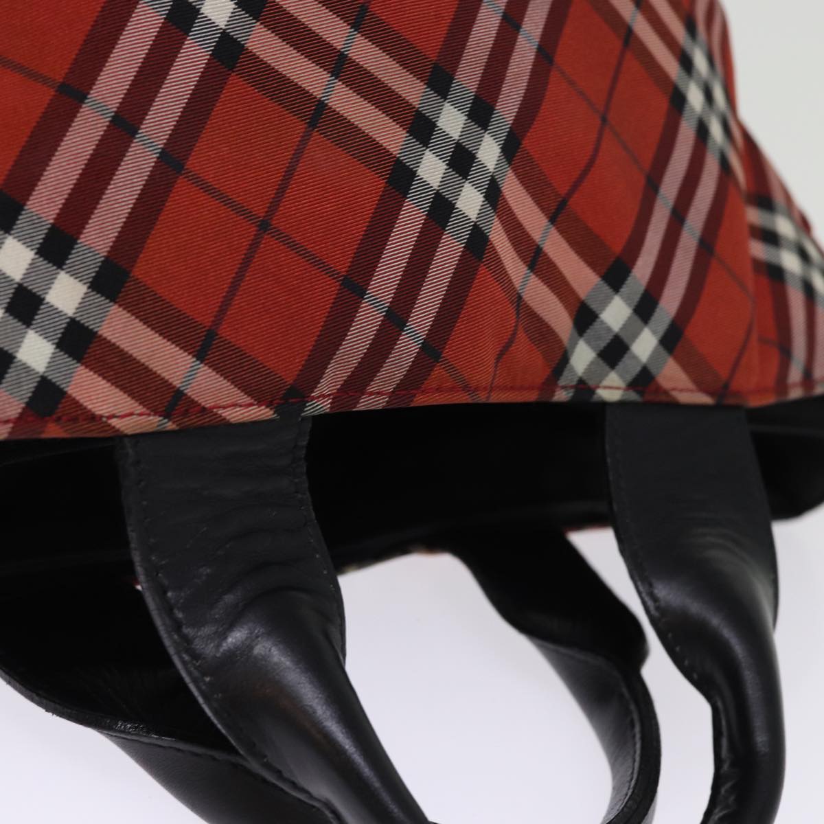 BURBERRY Nova Check Hand Bag Nylon Red Auth bs14384