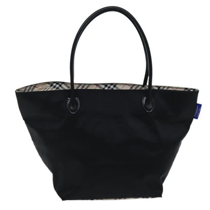 BURBERRY Nova Check Blue Label Tote Bag Nylon Black Beige Auth bs14385