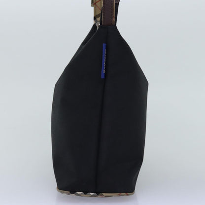 BURBERRYSs Nova Check Blue Label Shoulder Bag Nylon Black Beige Auth bs14387