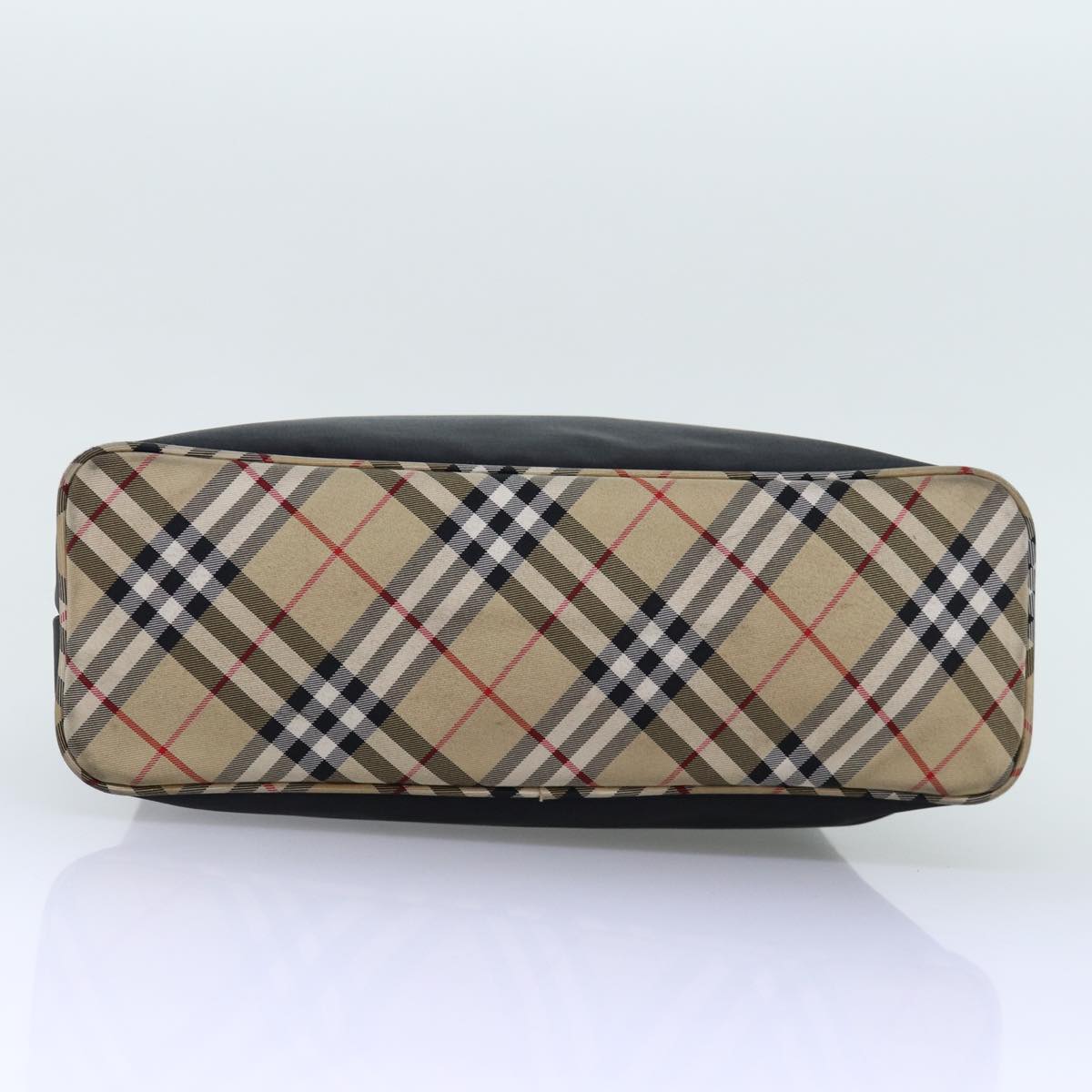 BURBERRYSs Nova Check Blue Label Shoulder Bag Nylon Black Beige Auth bs14387
