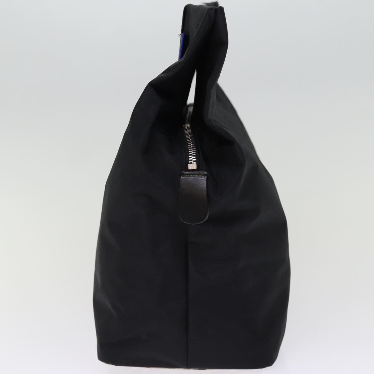 BurberrySs Nova Check Blue Label Hand Bag Nylon Black Beige Auth bs14388