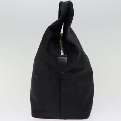 BurberrySs Nova Check Blue Label Hand Bag Nylon Black Beige Auth bs14388