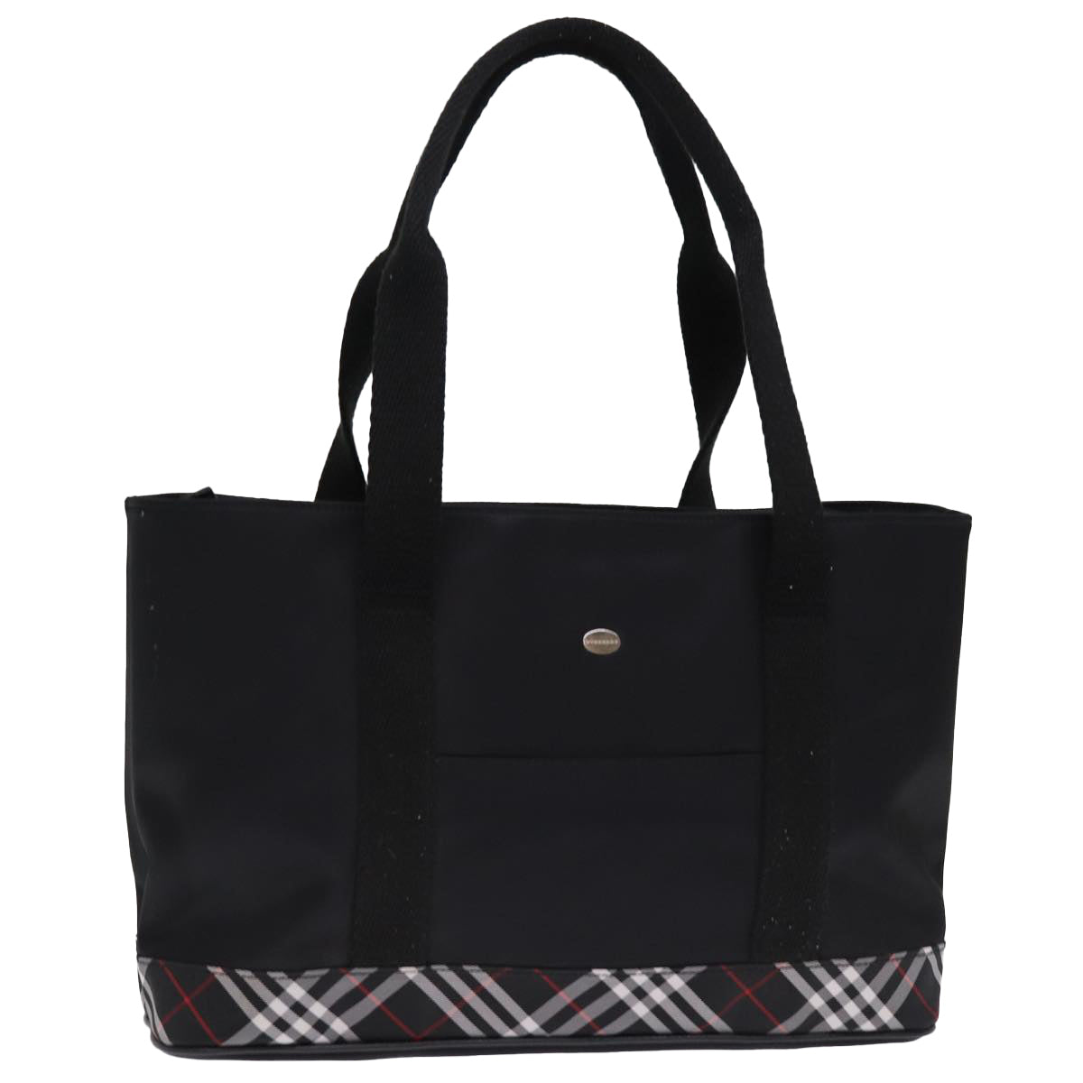 Burberry Nova Check Tote Bag Nylon Black Auth bs14408