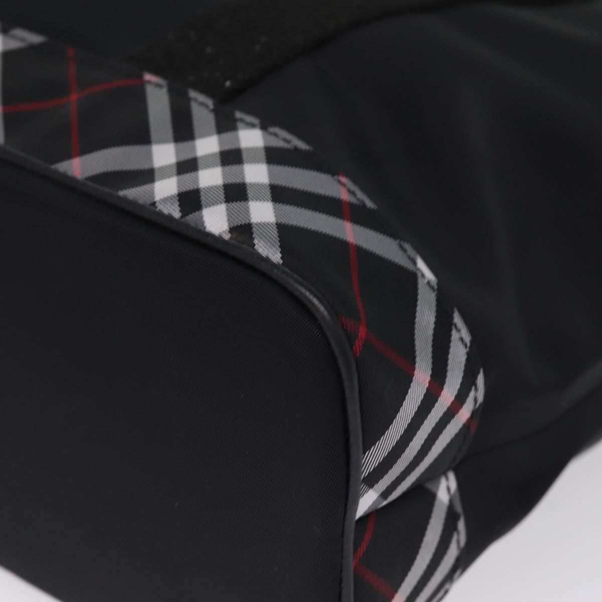 Burberry Nova Check Tote Bag Nylon Black Auth bs14408