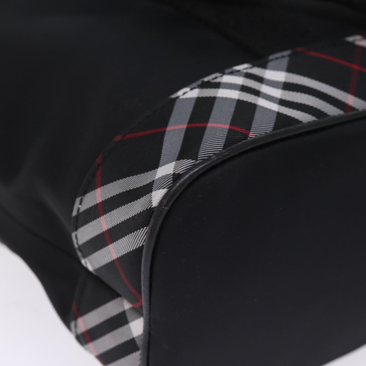 Burberry Nova Check Tote Bag Nylon Black Auth bs14408