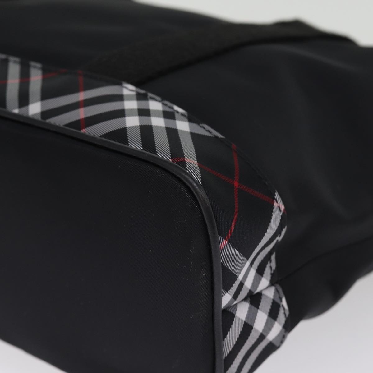 Burberry Nova Check Tote Bag Nylon Black Auth bs14408