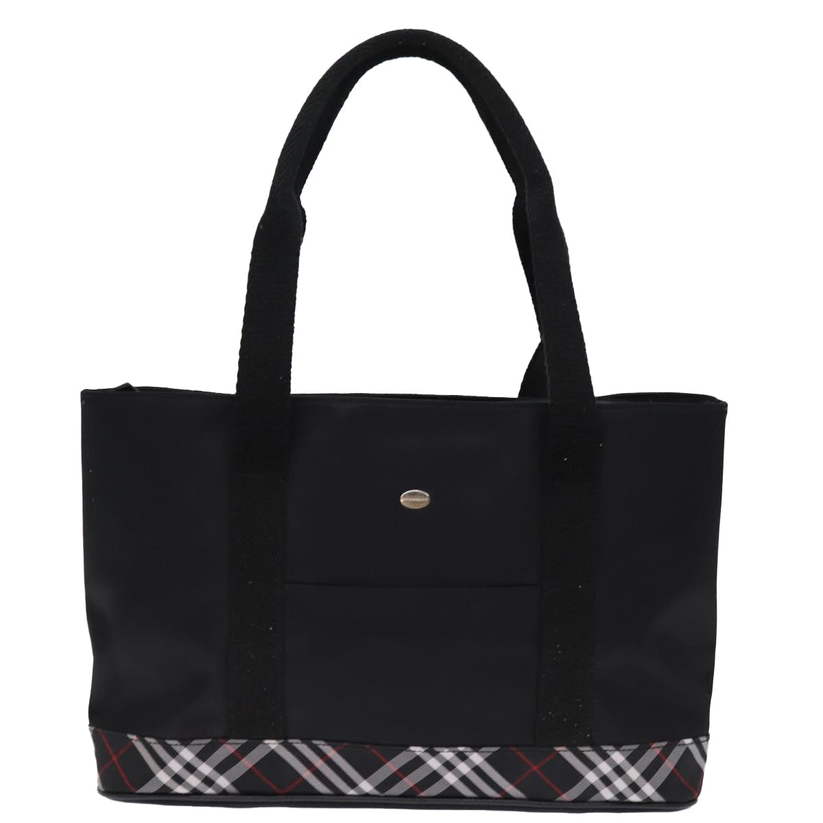 Burberry Nova Check Tote Bag Nylon Black Auth bs14408