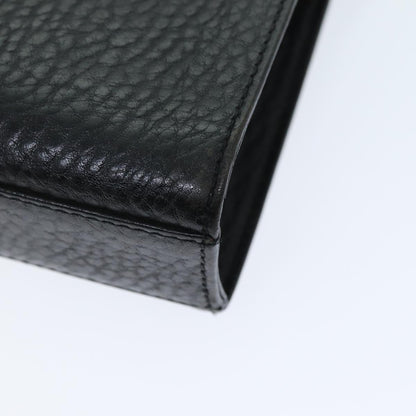 BurberrySs Clutch Bag Leather Black Auth bs14433