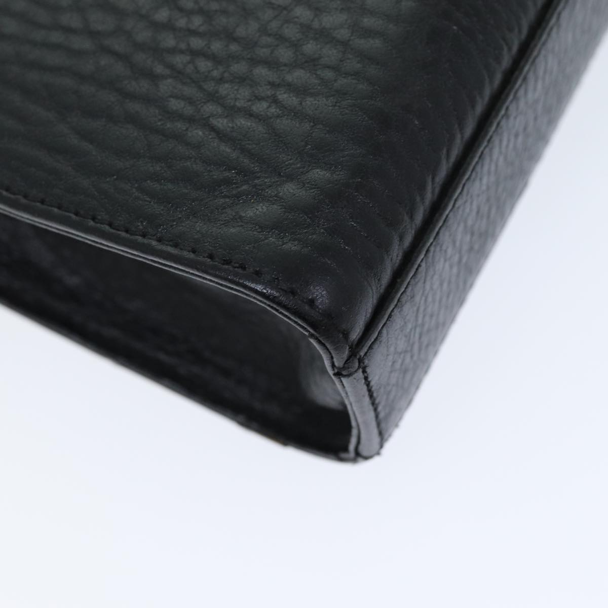 BurberrySs Clutch Bag Leather Black Auth bs14433