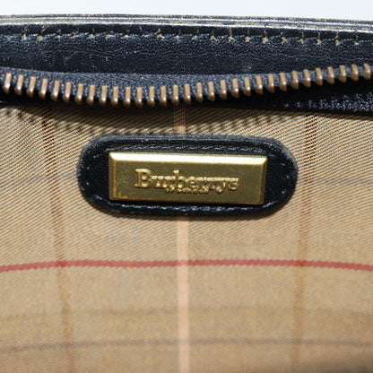 BurberrySs Clutch Bag Leather Black Auth bs14433