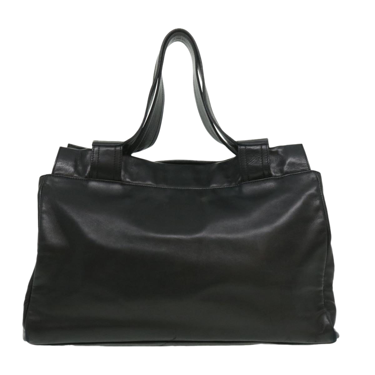 CHANEL COCO Mark Tote Bag Lamb Skin Black CC Auth bs1448A