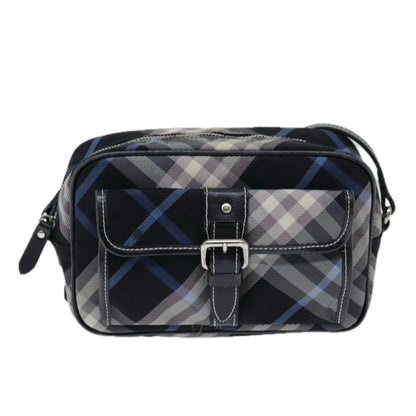 Burberry Nova Check Shoulder Bag Nylon Blue Black Auth bs14506