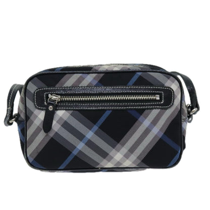 Burberry Nova Check Shoulder Bag Nylon Blue Black Auth bs14506