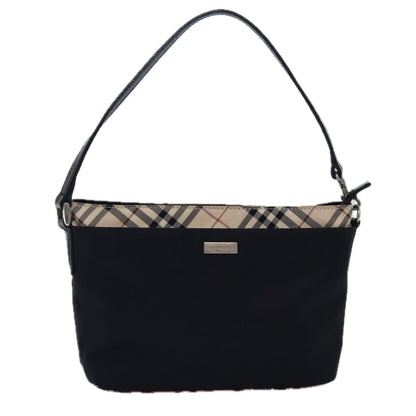 Burberry Nova Check Shoulder Bag Nylon Black Beige Auth bs14564